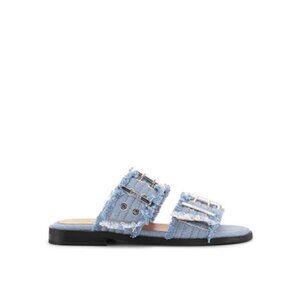 Feminine Buckle Two Strap Sandal - Denim